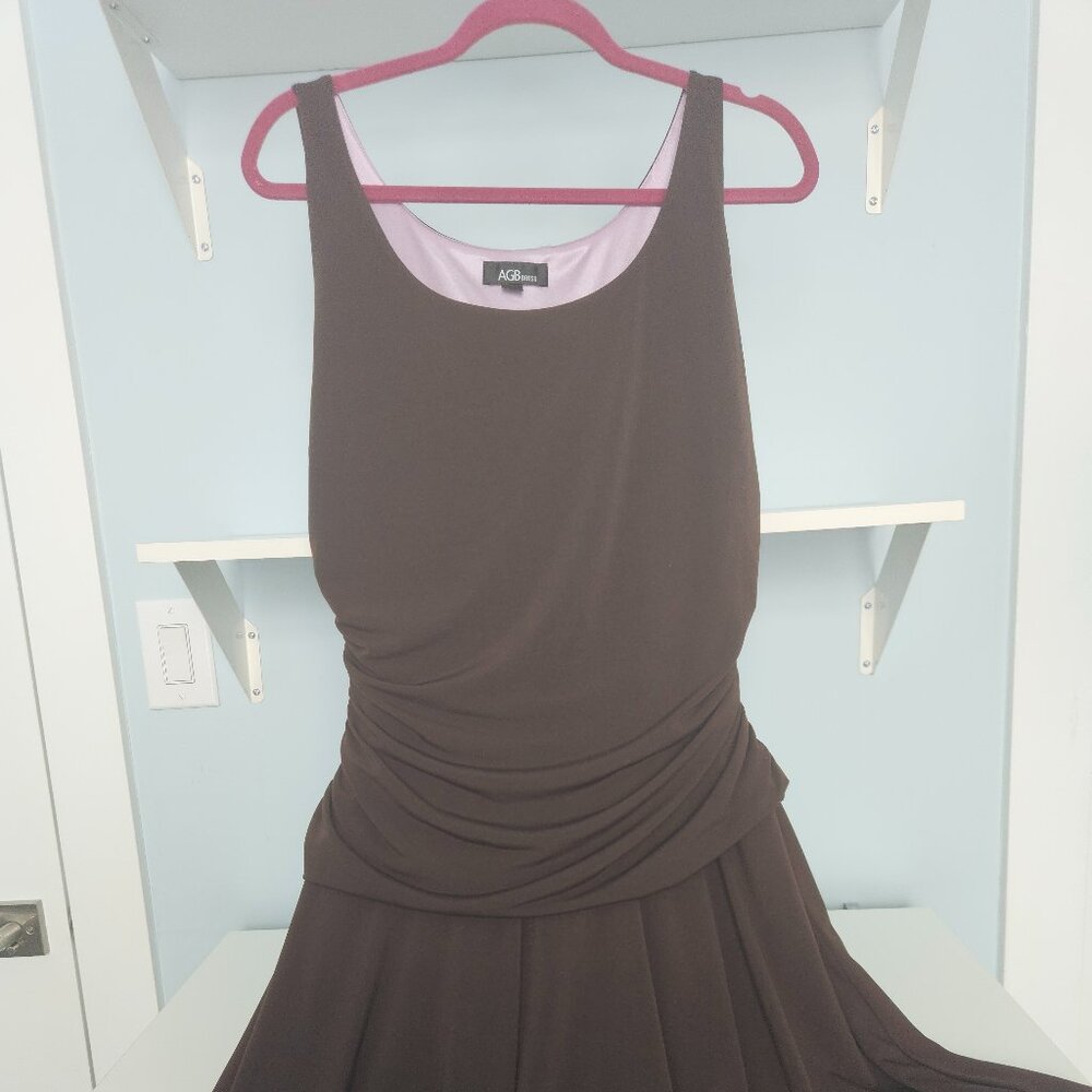 AGB DRESS, CHOCOLATE BROWN SCOOP NECK, SIZE 14
